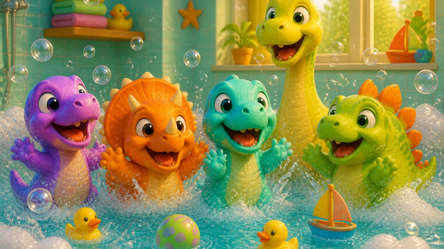 Scene 2 - Five Little Dinos Take a Bath