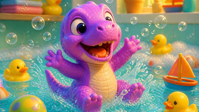 Scene 3 - Five Little Dinos Take a Bath