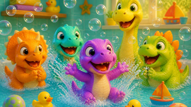 Scene 4 - Five Little Dinos Take a Bath