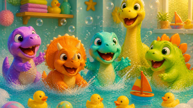 Scene 5 - Five Little Dinos Take a Bath