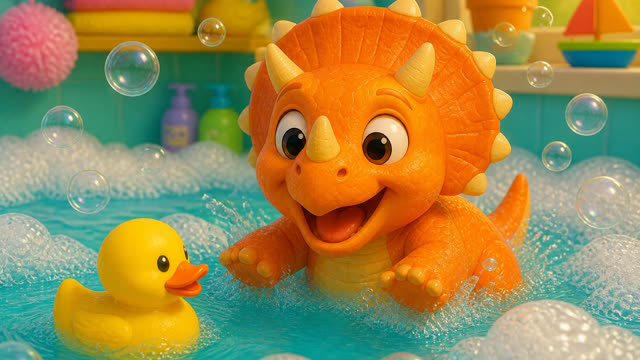 Scene 8 - Five Little Dinos Take a Bath