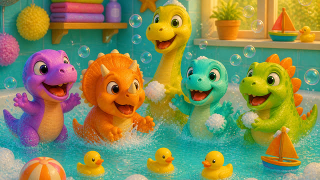 Scene 9 - Five Little Dinos Take a Bath