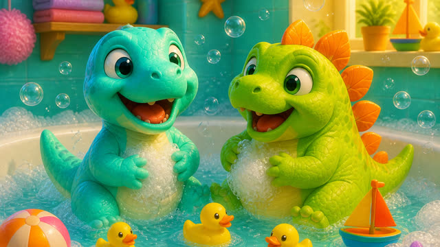 Scene 10 - Five Little Dinos Take a Bath