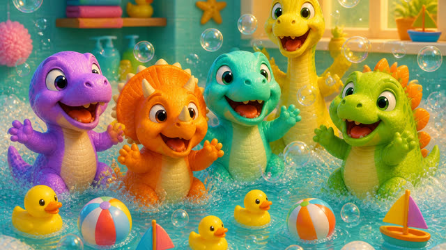 Scene 11 - Five Little Dinos Take a Bath
