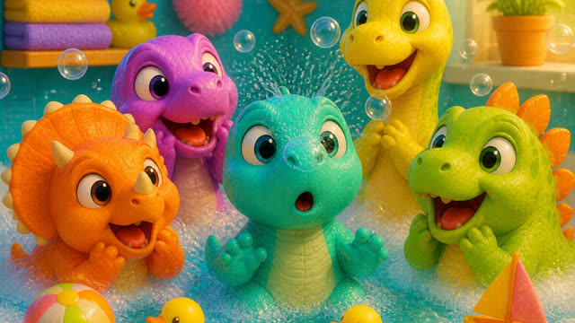 Scene 13 - Five Little Dinos Take a Bath