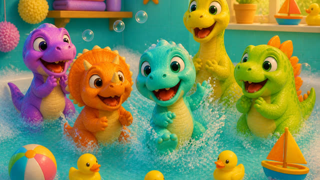 Scene 14 - Five Little Dinos Take a Bath