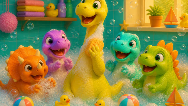 Scene 15 - Five Little Dinos Take a Bath