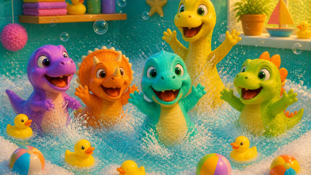 Scene 18 - Five Little Dinos Take a Bath