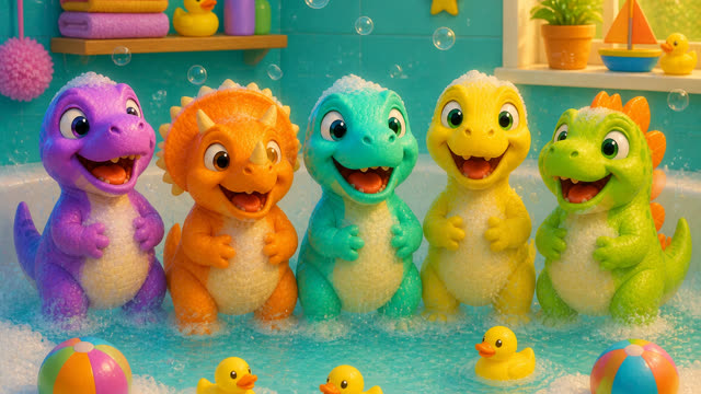 Scene 19 - Five Little Dinos Take a Bath