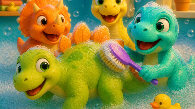 Scene 21 - Five Little Dinos Take a Bath