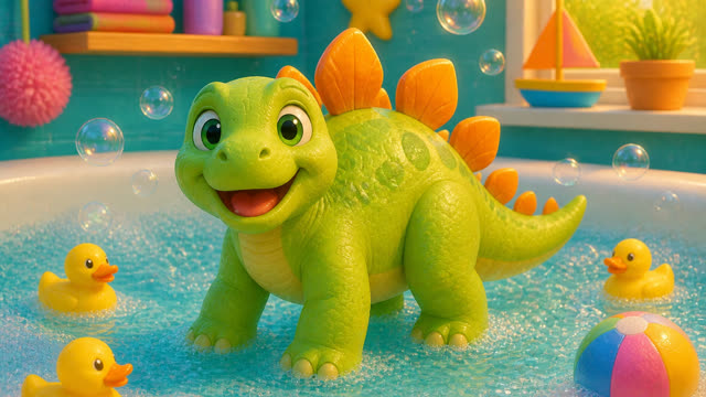 Scene 22 - Five Little Dinos Take a Bath
