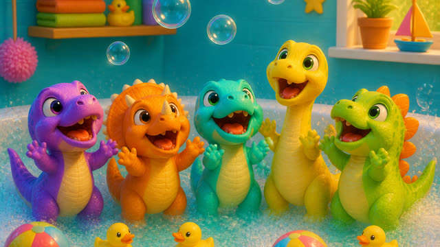 Scene 24 - Five Little Dinos Take a Bath