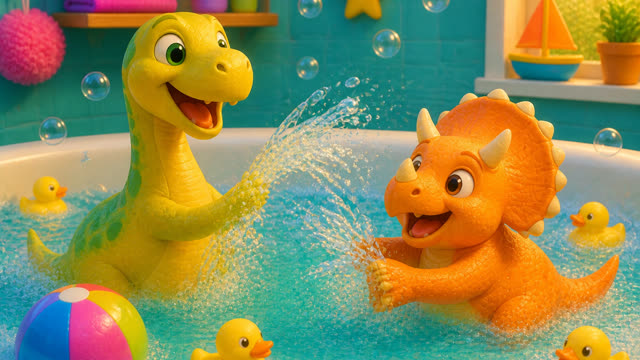 Scene 27 - Five Little Dinos Take a Bath