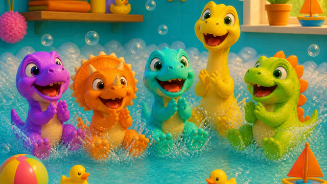 Scene 29 - Five Little Dinos Take a Bath