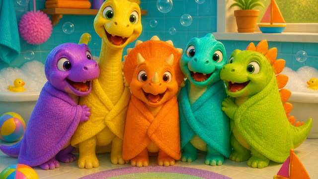 Scene 31 - Five Little Dinos Take a Bath