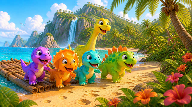 Scene 2 - Five Little Dinos – Island Adventure