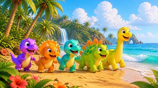 Scene 3 - Five Little Dinos – Island Adventure