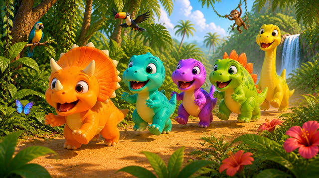 Scene 6 - Five Little Dinos – Island Adventure