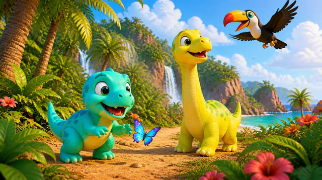 Scene 7 - Five Little Dinos – Island Adventure