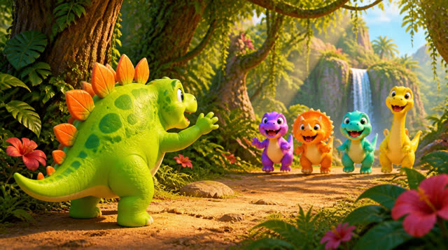 Scene 8 - Five Little Dinos – Island Adventure