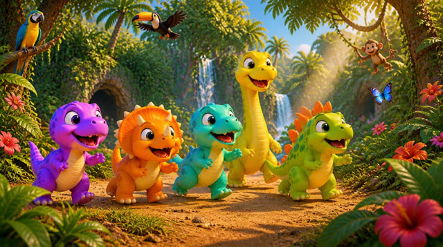 Scene 9 - Five Little Dinos – Island Adventure
