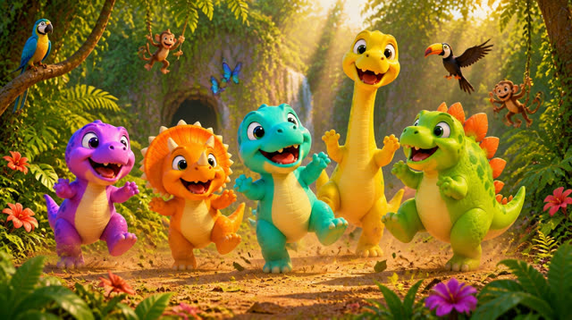 Scene 13 - Five Little Dinos – Island Adventure
