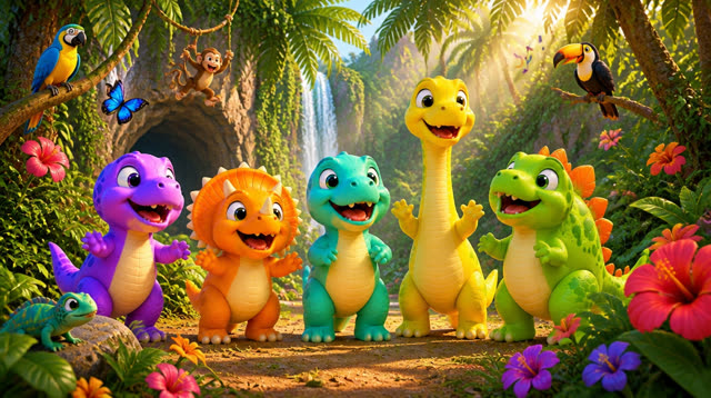 Scene 14 - Five Little Dinos – Island Adventure