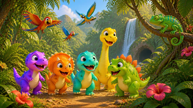 Scene 16 - Five Little Dinos – Island Adventure