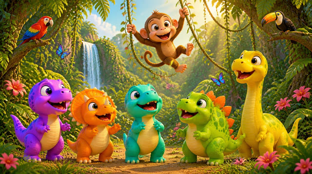 Scene 17 - Five Little Dinos – Island Adventure