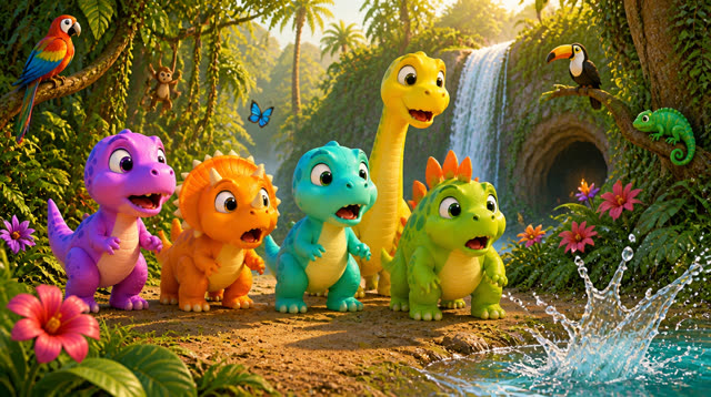 Scene 18 - Five Little Dinos – Island Adventure