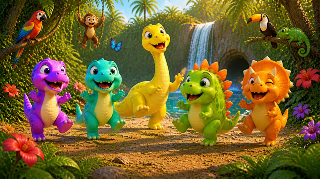 Scene 23 - Five Little Dinos – Island Adventure