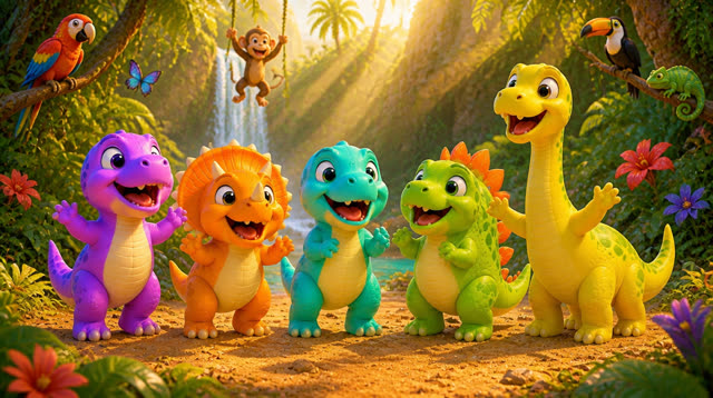 Scene 24 - Five Little Dinos – Island Adventure