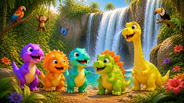 Scene 25 - Five Little Dinos – Island Adventure