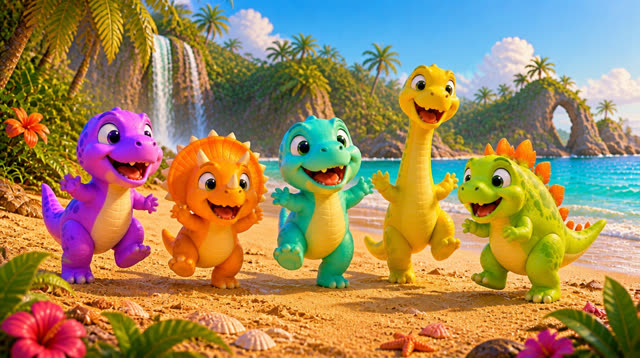 Scene 32 - Five Little Dinos – Island Adventure