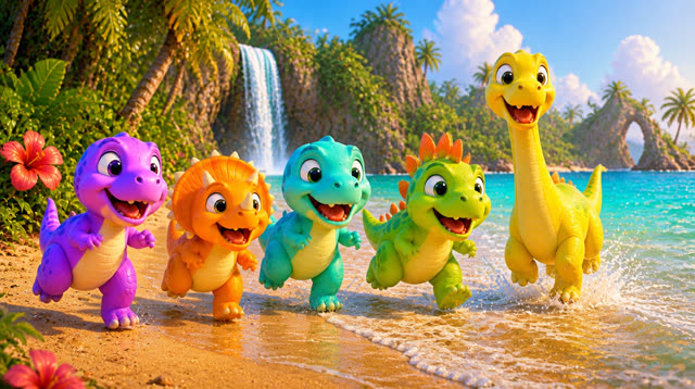 Scene 33 - Five Little Dinos – Island Adventure