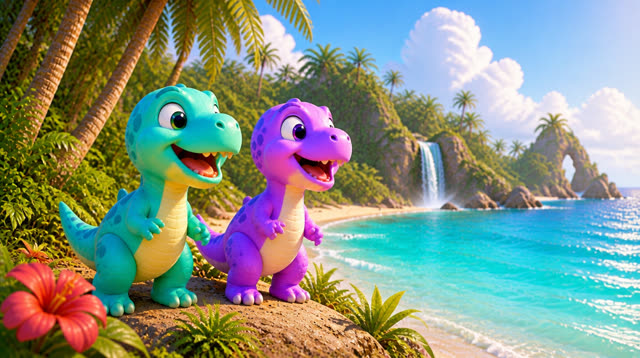 Scene 34 - Five Little Dinos – Island Adventure