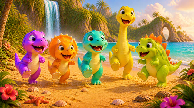 Scene 36 - Five Little Dinos – Island Adventure