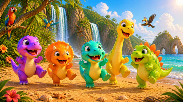 Scene 37 - Five Little Dinos – Island Adventure