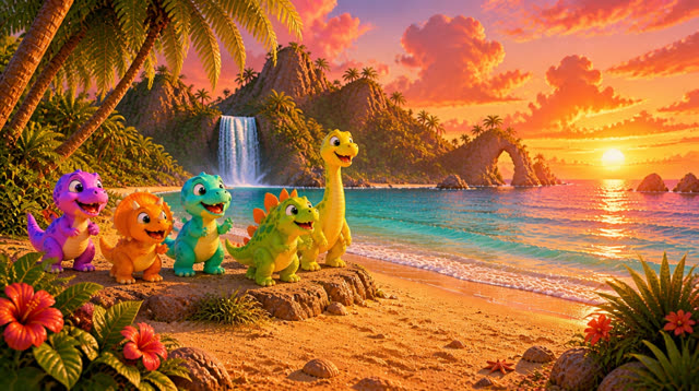 Scene 38 - Five Little Dinos – Island Adventure