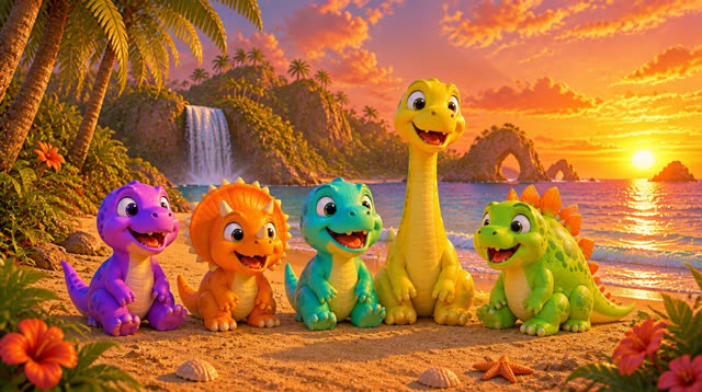 Scene 42 - Five Little Dinos – Island Adventure