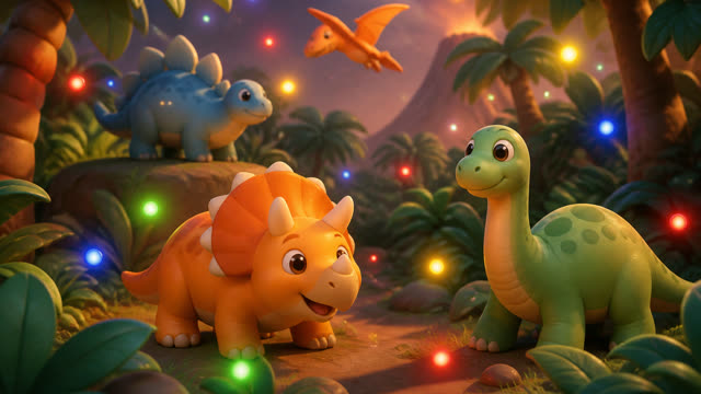 Scene 1 - Five Little Dinos Color Dance