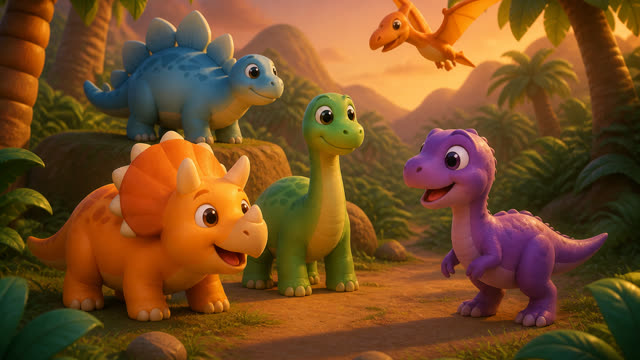 Scene 2 - Five Little Dinos Color Dance