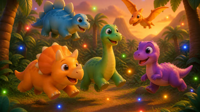 Scene 3 - Five Little Dinos Color Dance