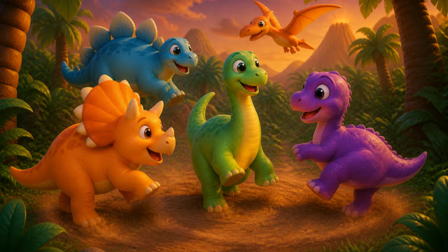 Scene 4 - Five Little Dinos Color Dance