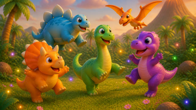 Scene 7 - Five Little Dinos Color Dance