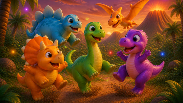 Scene 10 - Five Little Dinos Color Dance