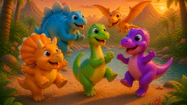 Scene 14 - Five Little Dinos Color Dance