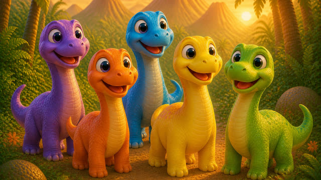Scene 21 - Five Little Dinos Color Dance