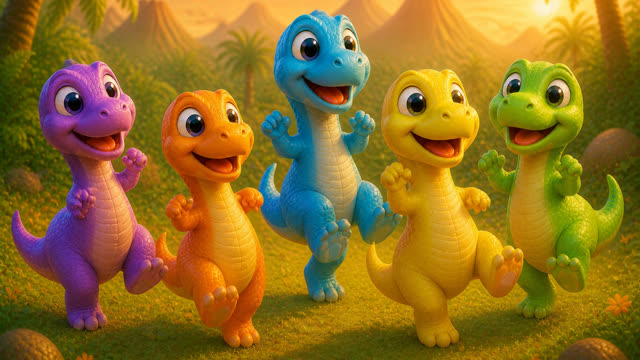 Scene 22 - Five Little Dinos Color Dance
