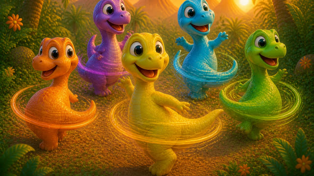 Scene 23 - Five Little Dinos Color Dance